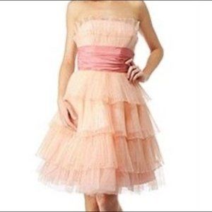 Betsy Johnson Strapless Pleated Peach Dress